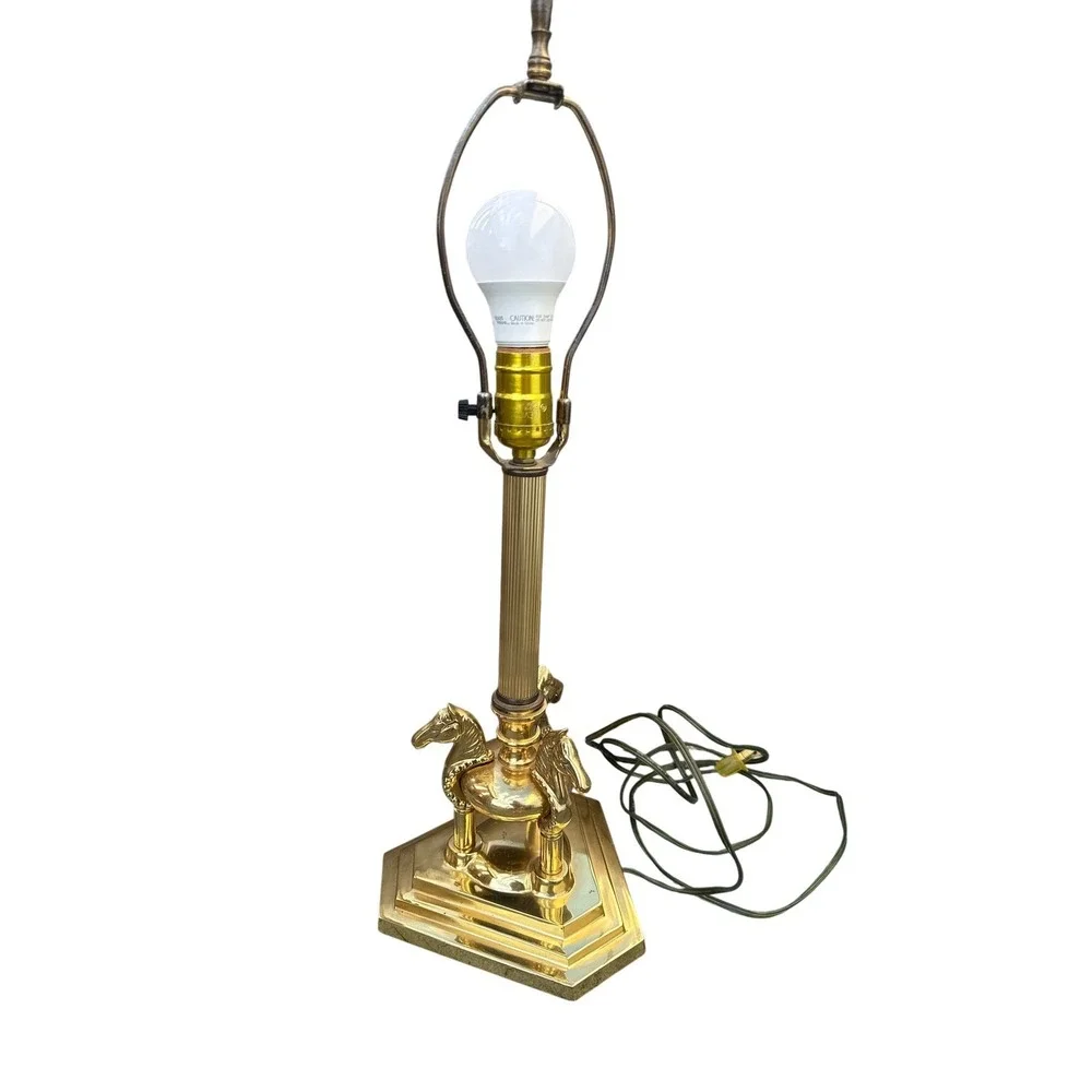 Wescal Table Lamp Unisex MCM Gold Brass Horse Head Hollywood Regency Vintage